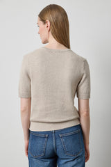 SS V-Neck Sparkle Sweater in Dove