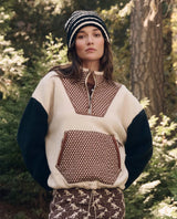 The Plush Crosswind Pullover in Cream w/ Chocolate Dot