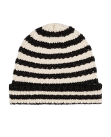 The Stripe Beanie in Black and Cream