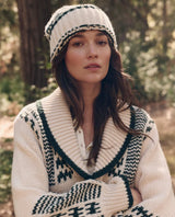 The Chalet Beanie in Cream/Forest