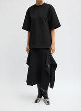 Luxe Crepe Knit Side Drape Skirt in Black