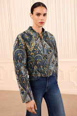 Yara Silk Jacket in Prussian