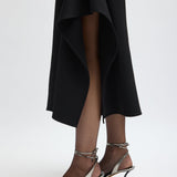 Luxe Crepe Knit Side Drape Skirt in Black