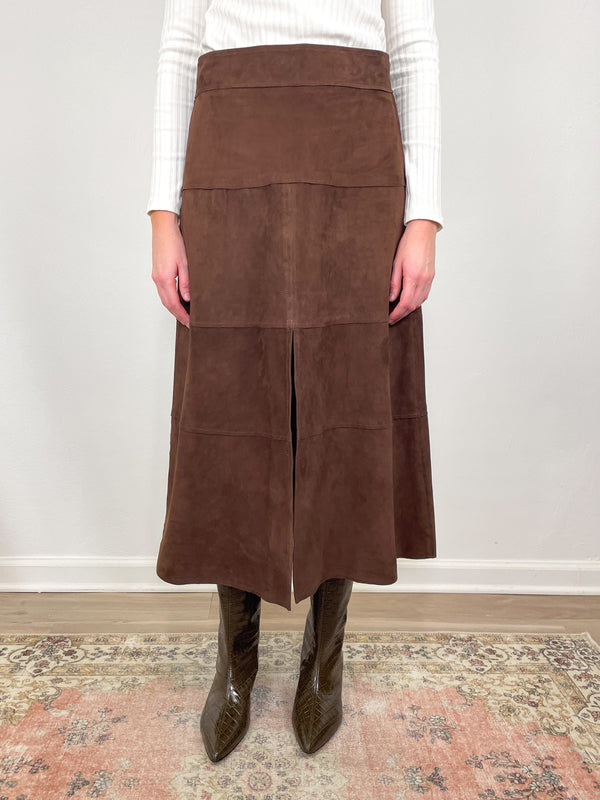 Suede Hudson Skirt in Chocolate