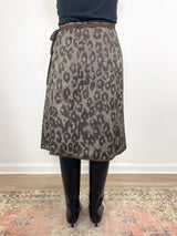 Adley Wrap Skirt in Leopard Cavalry Twill Jacquard