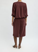 Feather Weight Viscose Neoprene Relaxed Short in Bordeaux