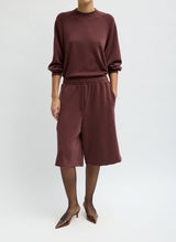 Feather Weight Viscose Neoprene Relaxed Short in Bordeaux