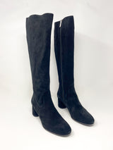 Lynn High Boot in Velour-Moss Nero-Nero