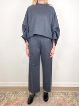 Orly Tucked Sleeve Top in Charcoal