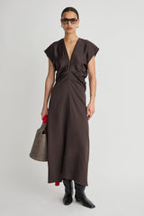 Monde Drape Bias Maxi in Black Coffee