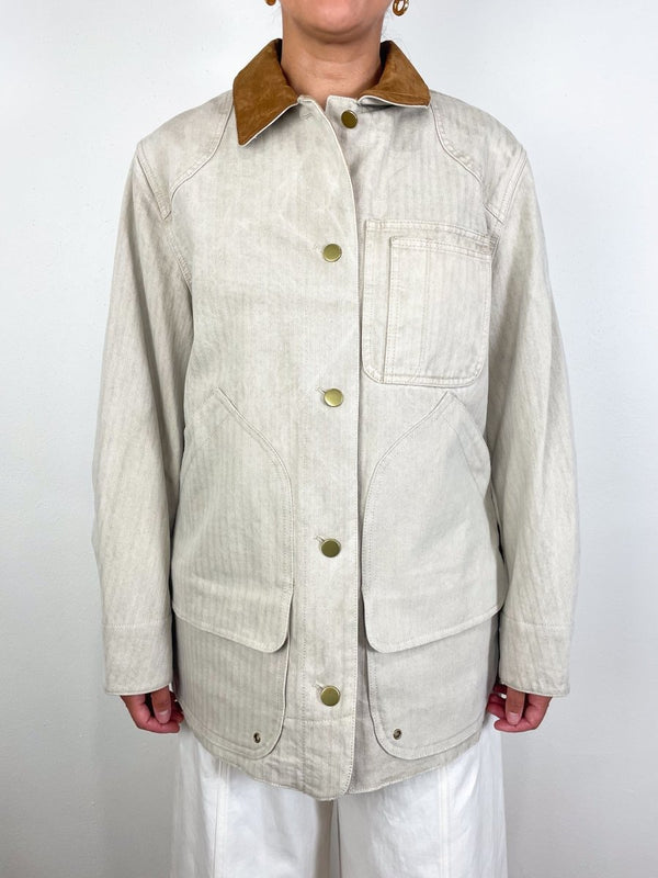 Abbas Barn Jacket in Light Oatmeal - The Shoe Hive