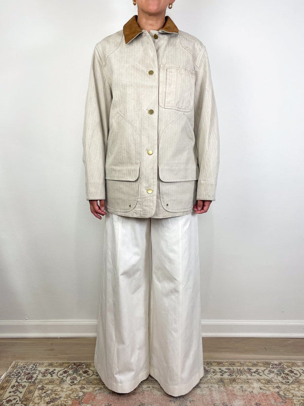 Abbas Barn Jacket in Light Oatmeal - The Shoe Hive