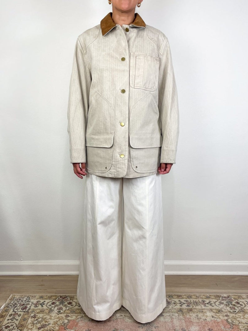 Abbas Barn Jacket in Light Oatmeal - The Shoe Hive
