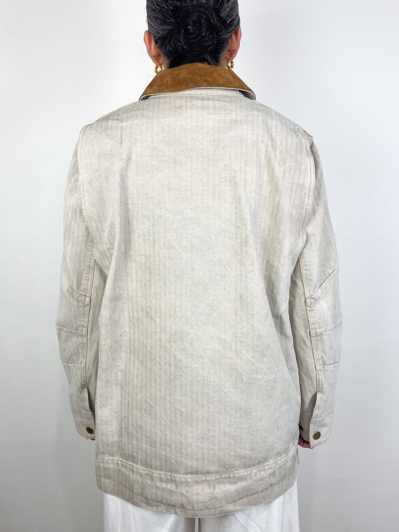 Abbas Barn Jacket in Light Oatmeal - The Shoe Hive