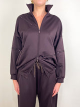 Active Knit Zipper Detailed Track Jacket in Brown - The Shoe Hive