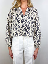 Adelina Top in Cream/Maritime Blue Multi - The Shoe Hive