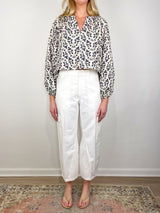 Adelina Top in Cream/Maritime Blue Multi - The Shoe Hive