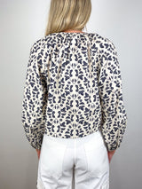 Adelina Top in Cream/Maritime Blue Multi - The Shoe Hive