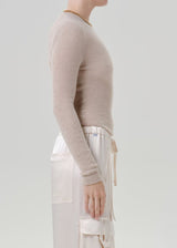 Alessia Crewneck Sweater in Oatmeal - The Shoe Hive
