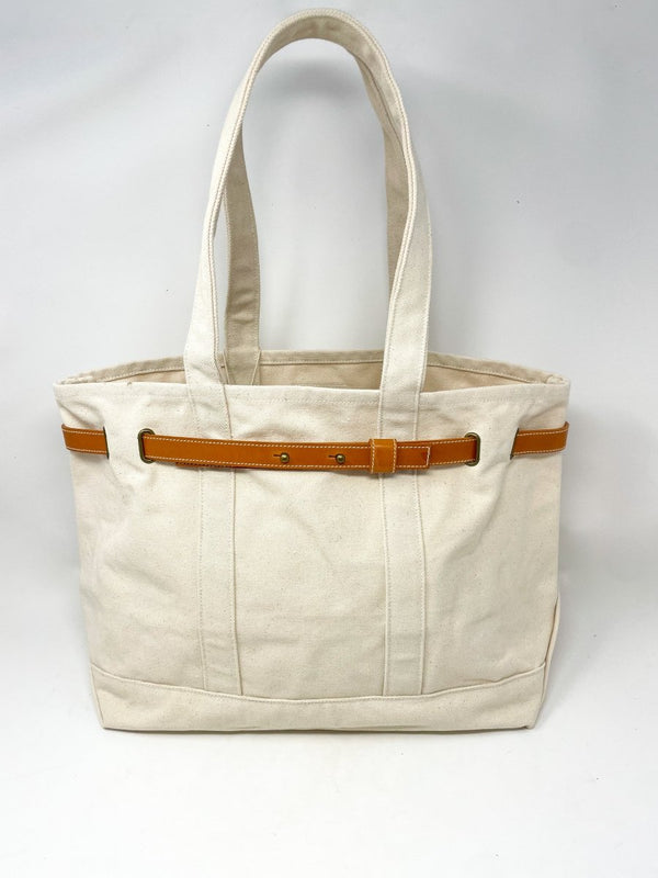 Alexa Belted Tote in Natural Canvas - The Shoe Hive