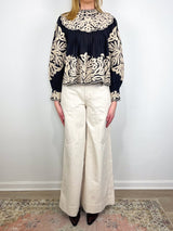 Alexandra Embroidery L/S Blouse in Black - The Shoe Hive