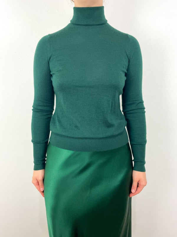 Alida Turtleneck Sweater in Bottle Green Cashmere - The Shoe Hive