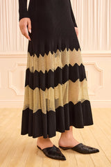 Amaia LS Knit Dress in Noir/Gold - The Shoe Hive