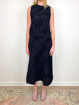 Amiko Midi Skirt in Noir - The Shoe Hive