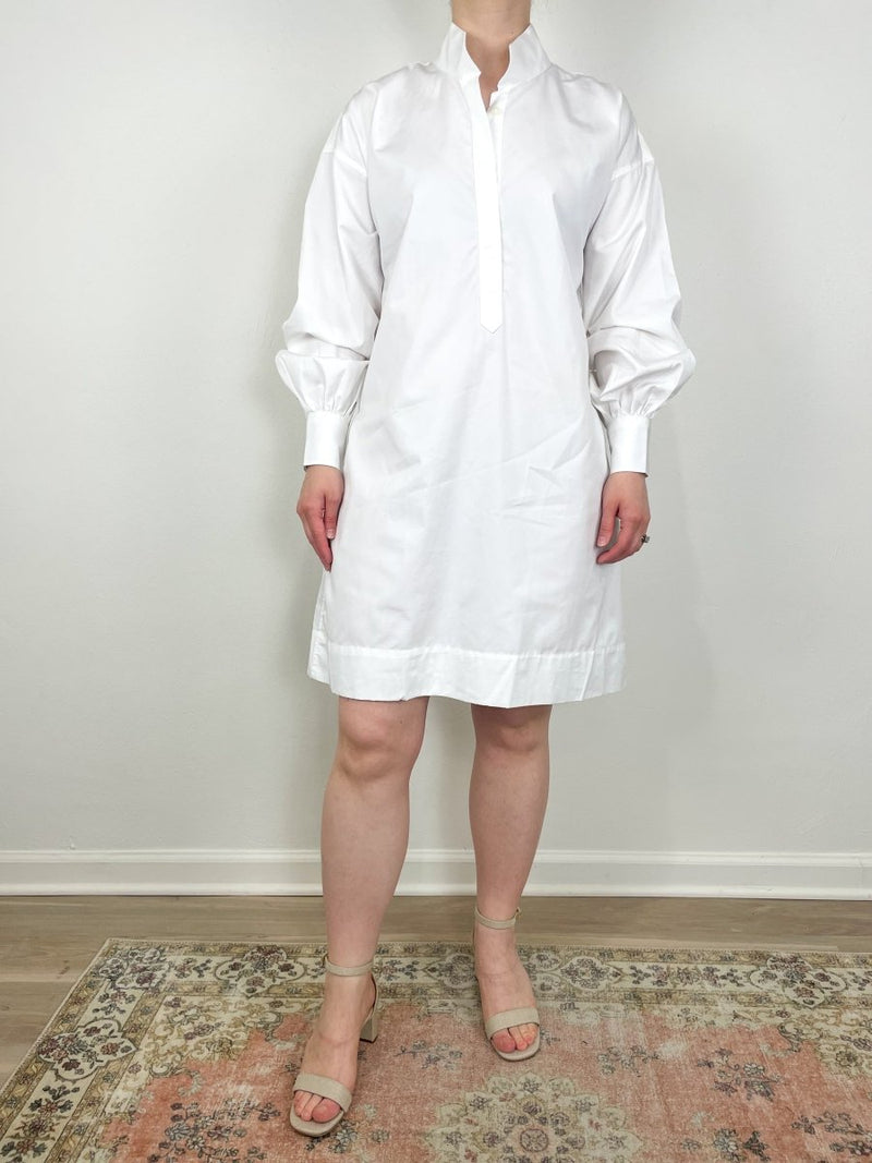 Anaya Popover Dress in White Poplin - The Shoe Hive