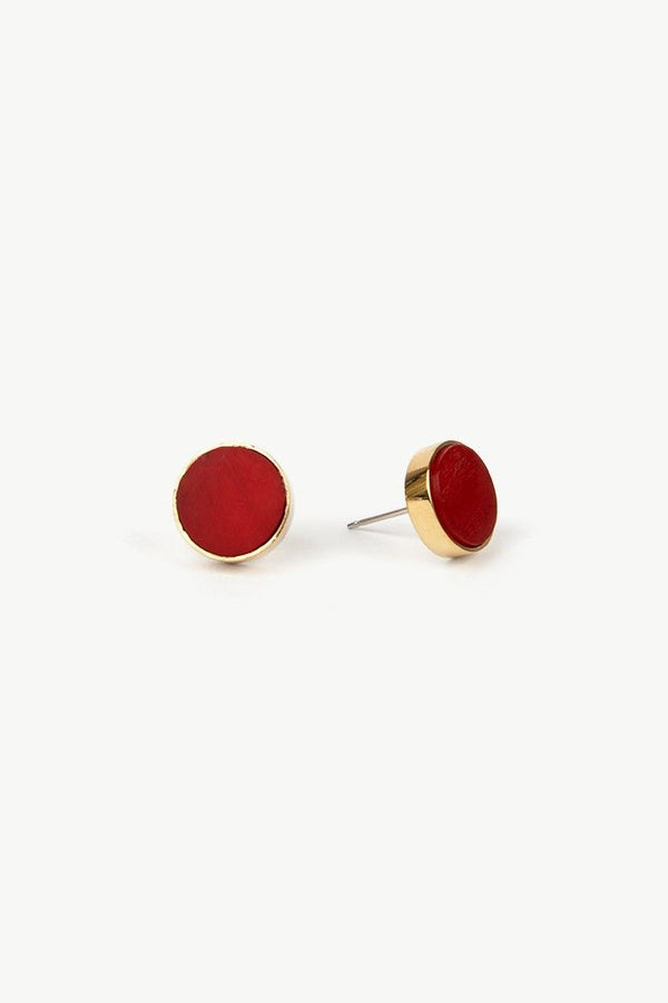 Anga Stud Earrings in Gold/Red - The Shoe Hive