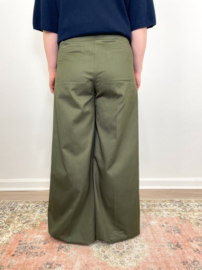 Argo Wide Leg Trouser in Olive - The Shoe Hive