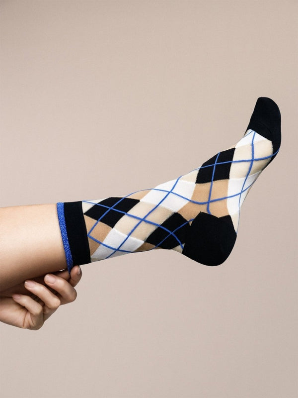 Argyle Sheer Crew in Black - The Shoe Hive