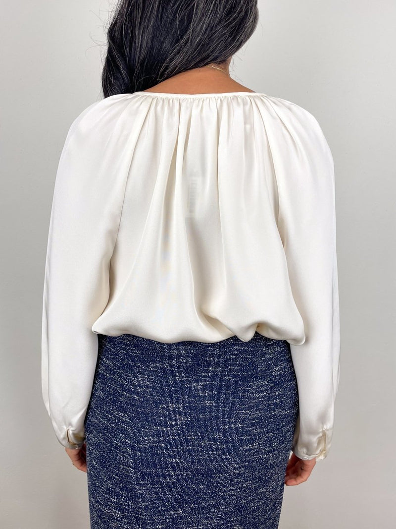 Ariana Blouse in Ivory Silk Crepe - The Shoe Hive