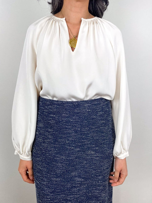 Ariana Blouse in Ivory Silk Crepe - The Shoe Hive