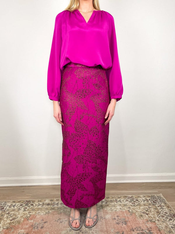 Ariana Blouse in Magenta Silk Crepe - The Shoe Hive