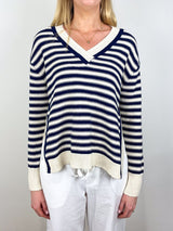 Ashby Sweater in Cream/Maritime Blue Multi - The Shoe Hive