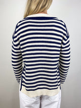 Ashby Sweater in Cream/Maritime Blue Multi - The Shoe Hive