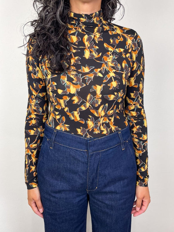 Aurelia Jersey Long Sleeve Turtleneck Top in Solaris - The Shoe Hive
