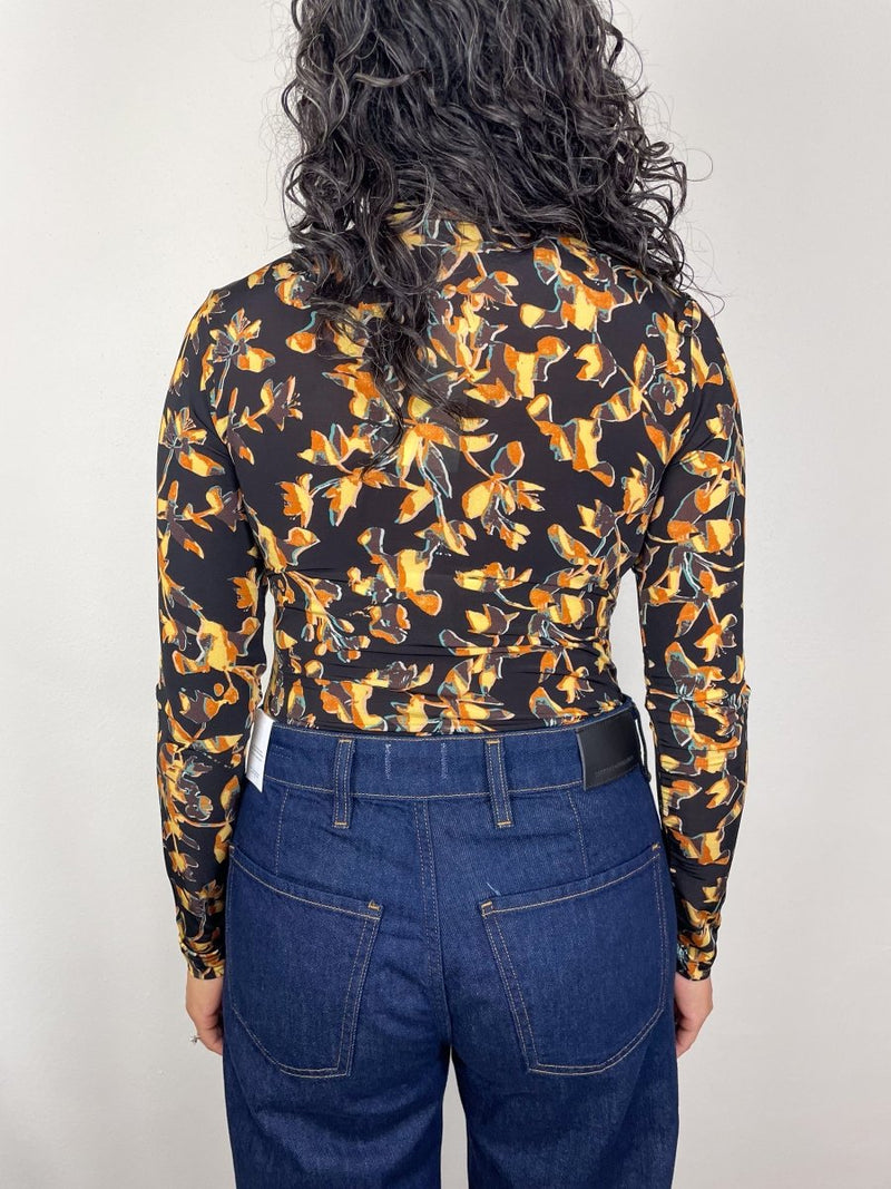 Aurelia Jersey Long Sleeve Turtleneck Top in Solaris - The Shoe Hive