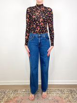 Aurelia LS Jersey Top in Noir Floral - The Shoe Hive