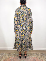 Avery Shirtwaist Dress in Navy/Multi Floral Printed Cotolino - The Shoe Hive