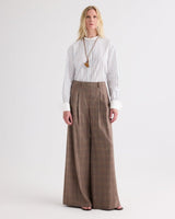 Avery Wool Flannel Pant in Brown Multi - The Shoe Hive