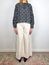 Azrou Cotton L/S Blouse in Graphite - The Shoe Hive