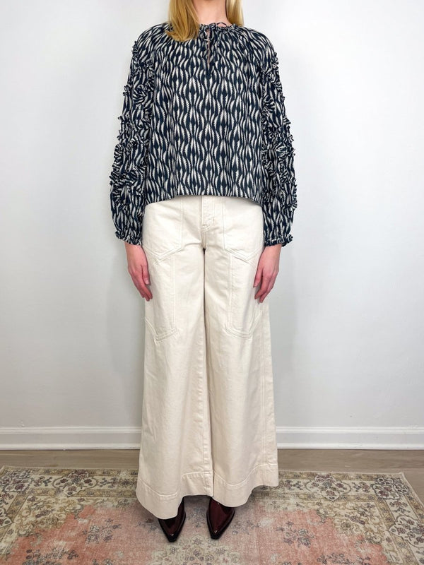 Azrou Cotton L/S Blouse in Graphite - The Shoe Hive