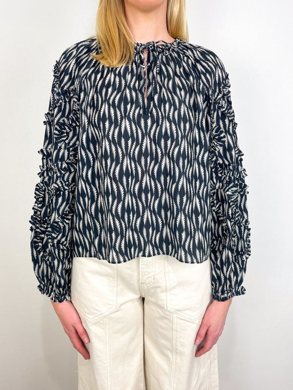 Azrou Cotton L/S Blouse in Graphite - The Shoe Hive