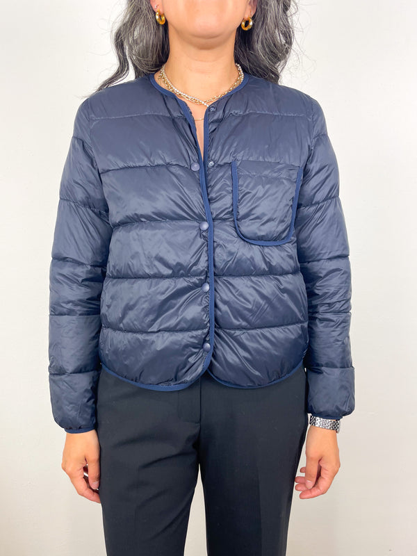 Minnie Puffer Jacket in Navy Nylon