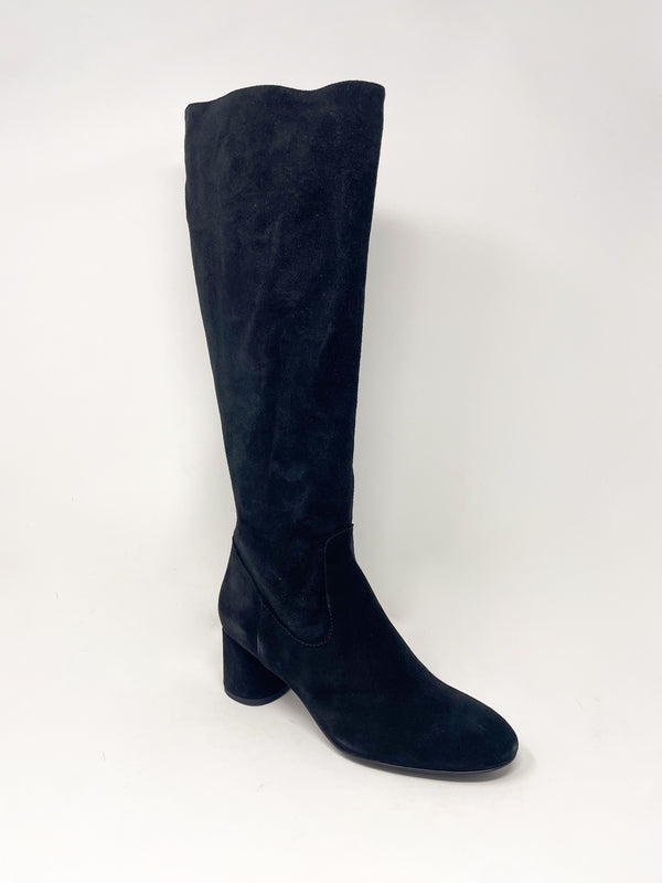 Lynn High Boot in Velour-Moss Nero-Nero