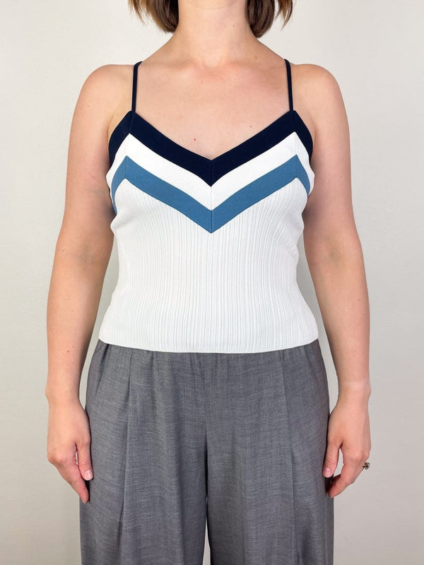 Baez Knit Tank in Off White/Navy Multi - The Shoe Hive