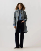 Balmacaan Coat in Grey/Sky Glen Plaid Harris Tweed - The Shoe Hive