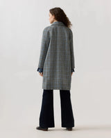 Balmacaan Coat in Grey/Sky Glen Plaid Harris Tweed - The Shoe Hive